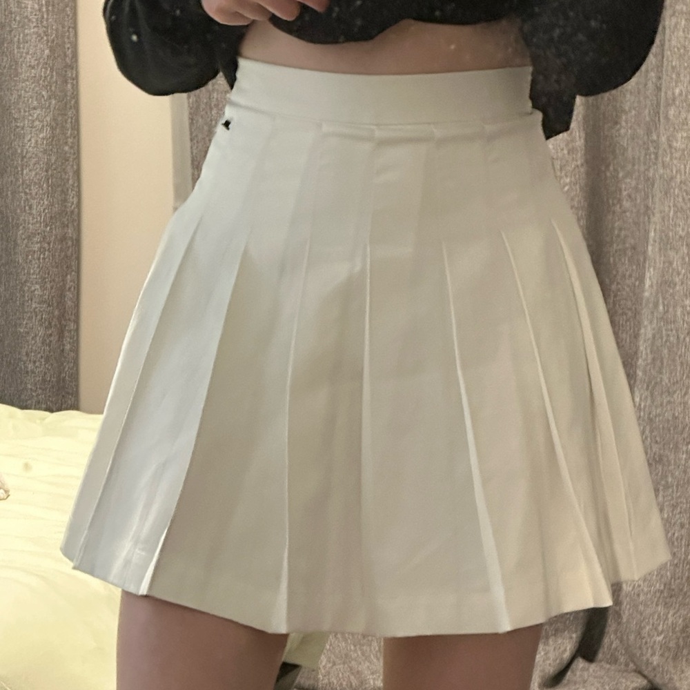 White Pleated Designer Tennis Mini Skirt